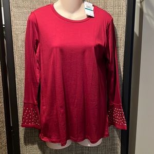 Michael Kors NWT Maroon long sleeve with embellished bell sleeves